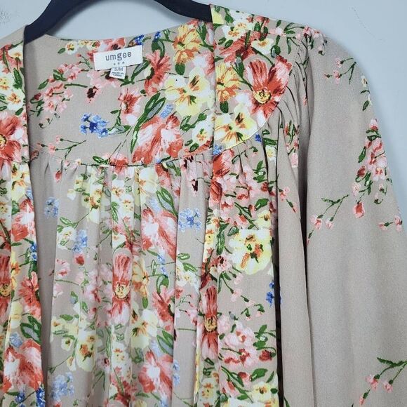 Umgee Womens Floral Kimono S/M Cover Up Lace Boho Oversized Open Front Relaxed - Picture 3 of 7